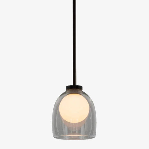Suspension design en verre fumé avec boule intérieur - vue 2 sur 11