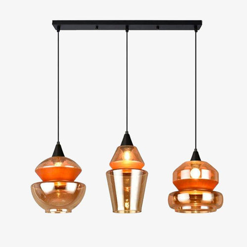 Suspension design en verre fumé marron de plusieurs formes - vue 2 sur 17
