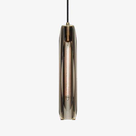Suspension design en verre tube fumé cristal à LED Luxury - vue 2 sur 3