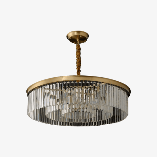 Suspension design LED abat-jour rond en verre et bordure dorée Luxury