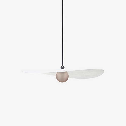 Suspension design LED avec boule métal et abat-jour blanc Line