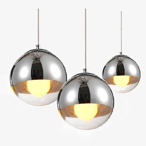 Suspension design LED boule en verre et chromée Copper - vue 2 sur 20