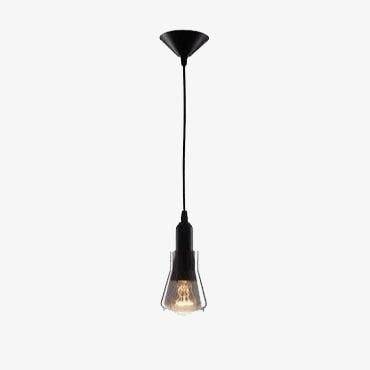 Suspension design LED noire avec abat-jour arrondie en verre - vue 2 sur 8