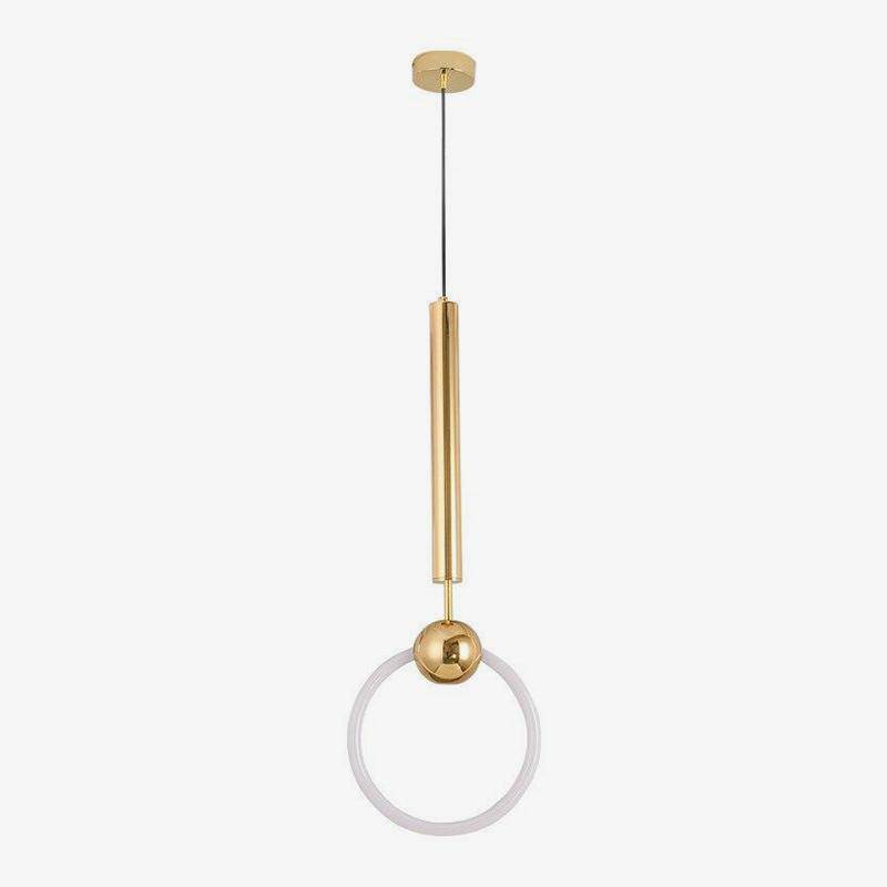 Suspension design ronde à LED et support dorée Jaxlong