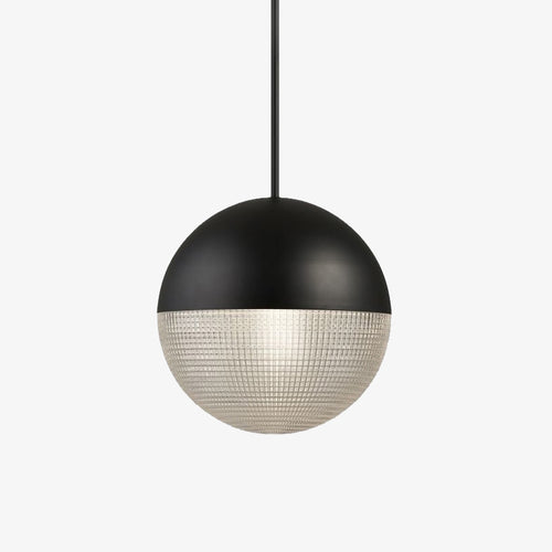Suspension en verre et métal en forme de boule Reed