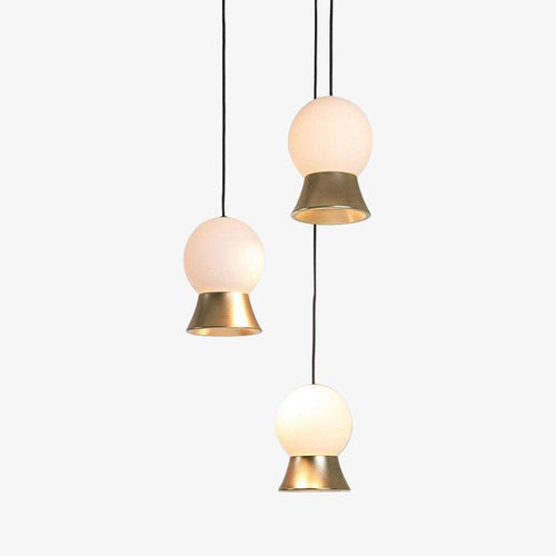 Suspension et lustre design à LED avec boule en verre et support dorée - vue 2 sur 14
