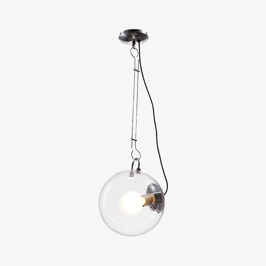 Suspension industrielle argentée avec globe en verre Irantzu