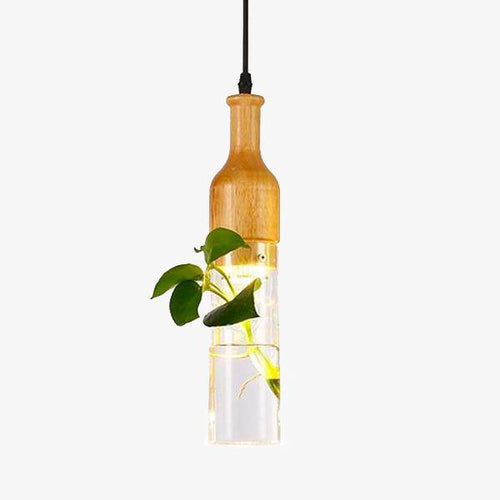 Suspension LED en bois avec plante et réservoir d'eau Bottle - vue 2 sur 8