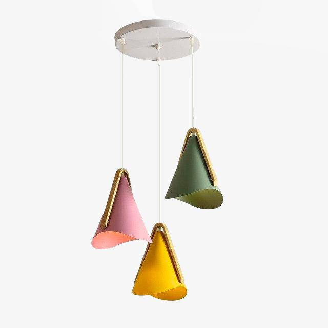Suspension LED en bois et métal conique Nordic - vue 2 sur 8