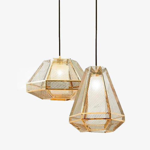 Suspension LED forme géométrique dorée Modern - vue 2 sur 9