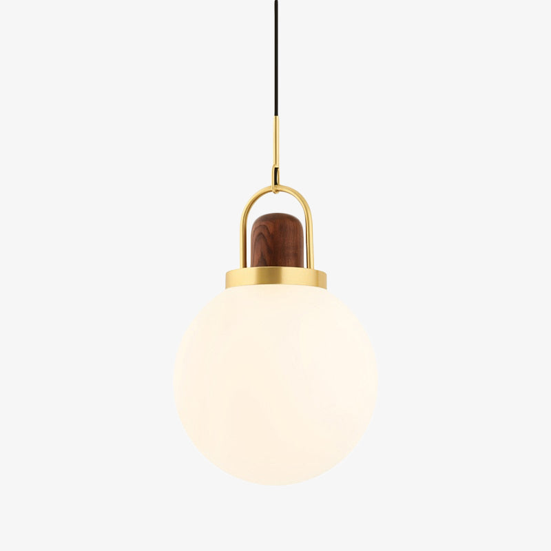 Suspension moderne LED abat-jour en verre et détails en bois Ona - vue 9 sur 9