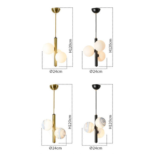 Suspension moderne LED avec 3 globes en verre Lluna - vue 11 sur 14