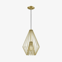 Suspension moderne LED en cage métal design doré