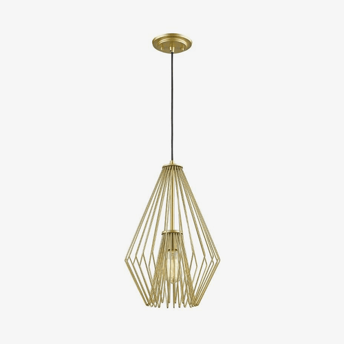 Suspension moderne LED en cage métal design doré
