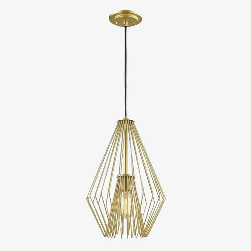 Suspension moderne LED en cage métal design doré