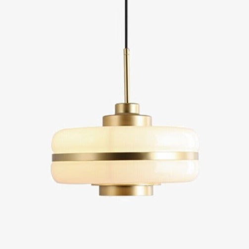 Suspension moderne LED opale blanche et doré Rinna