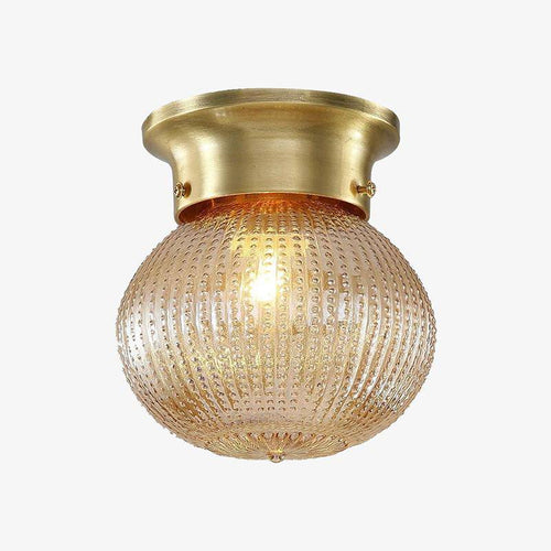 Suspension rétro LED avec métal doré et verre cristal - vue 2 sur 4