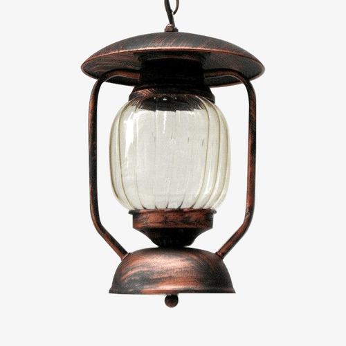 Suspension rétro LED en métal avec abat-jour en verre arrondi