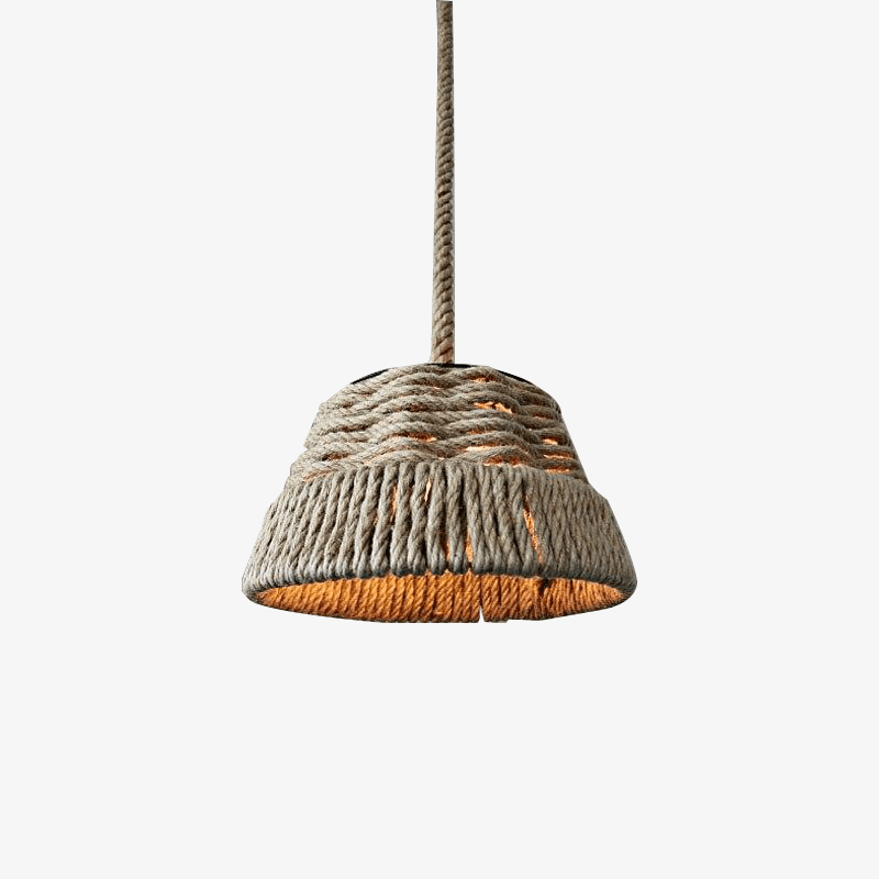 Suspension rustique LED avec abat-jour cordage