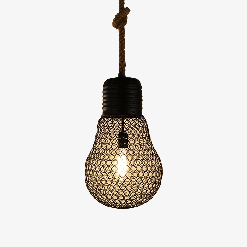 Suspension rustique LED avec imitation ampoule en métal