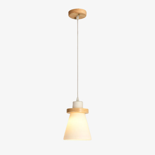 Suspension scandinave LED abat-jour en verre et en bois Kaylie