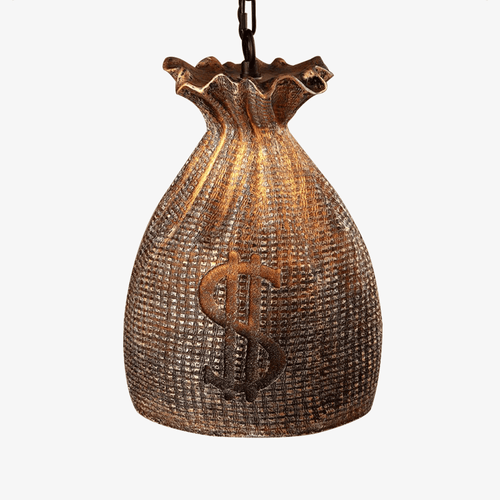 Suspension vintage en sac d'or avec symbole dollar