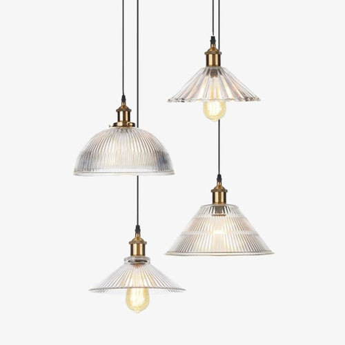 Suspension vintage LED avec abat-jour en verre Bertha