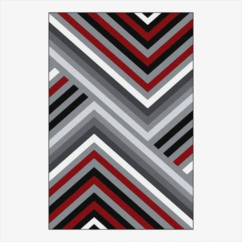 Tapis rectangle géométriques rouge et gris Asymmetric