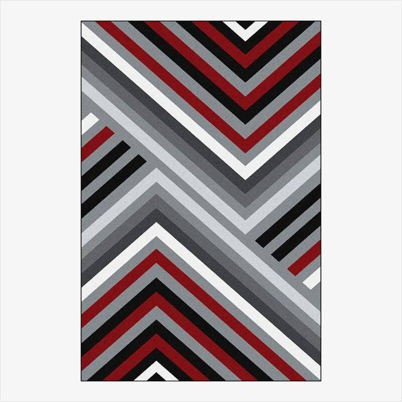 Tapis rectangle géométriques rouge et gris Asymmetric - vue 5 sur 5