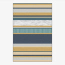 Tapis rectangle moderne aux bandes jaunes et bleues