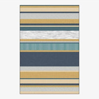Tapis rectangle moderne aux bandes jaunes et bleues