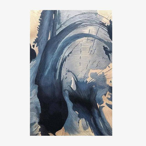 Tapis rectangle toile peinte en bleus Mat