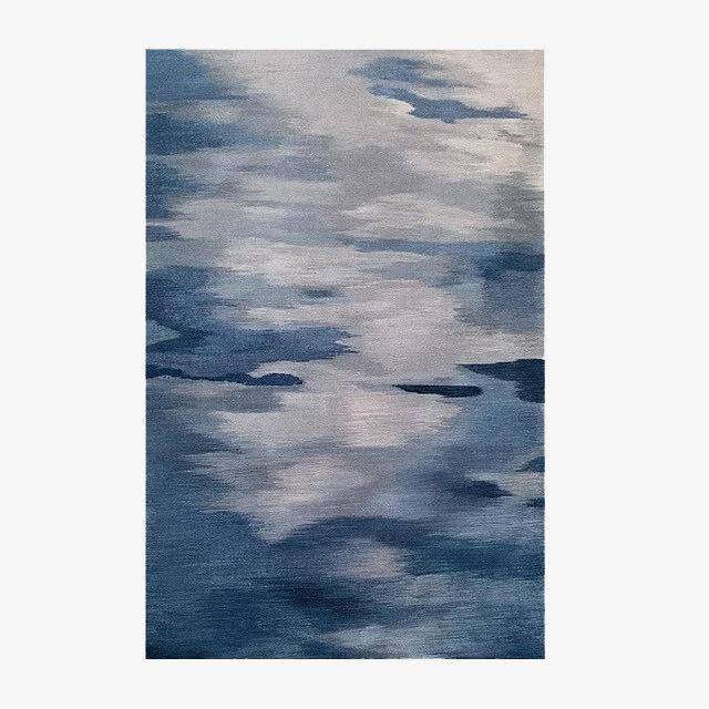 Tapis rectangle vintage touches de bleues fondues Floor
